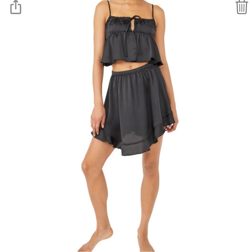 NWT Free People “Post Holiday Slip Pajama Set” Black from Nordstrom size Small